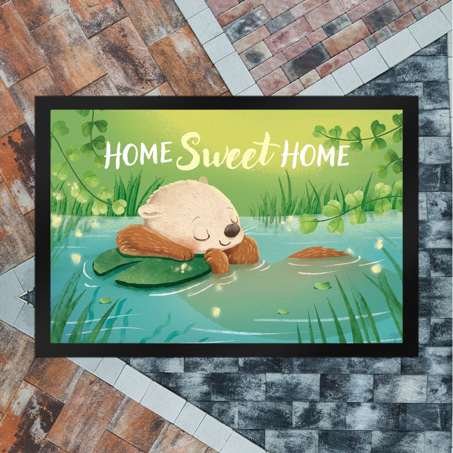 Schlafender Otter Fußmatte XL in 40x60 cm mit Spruch Home Sweet Home