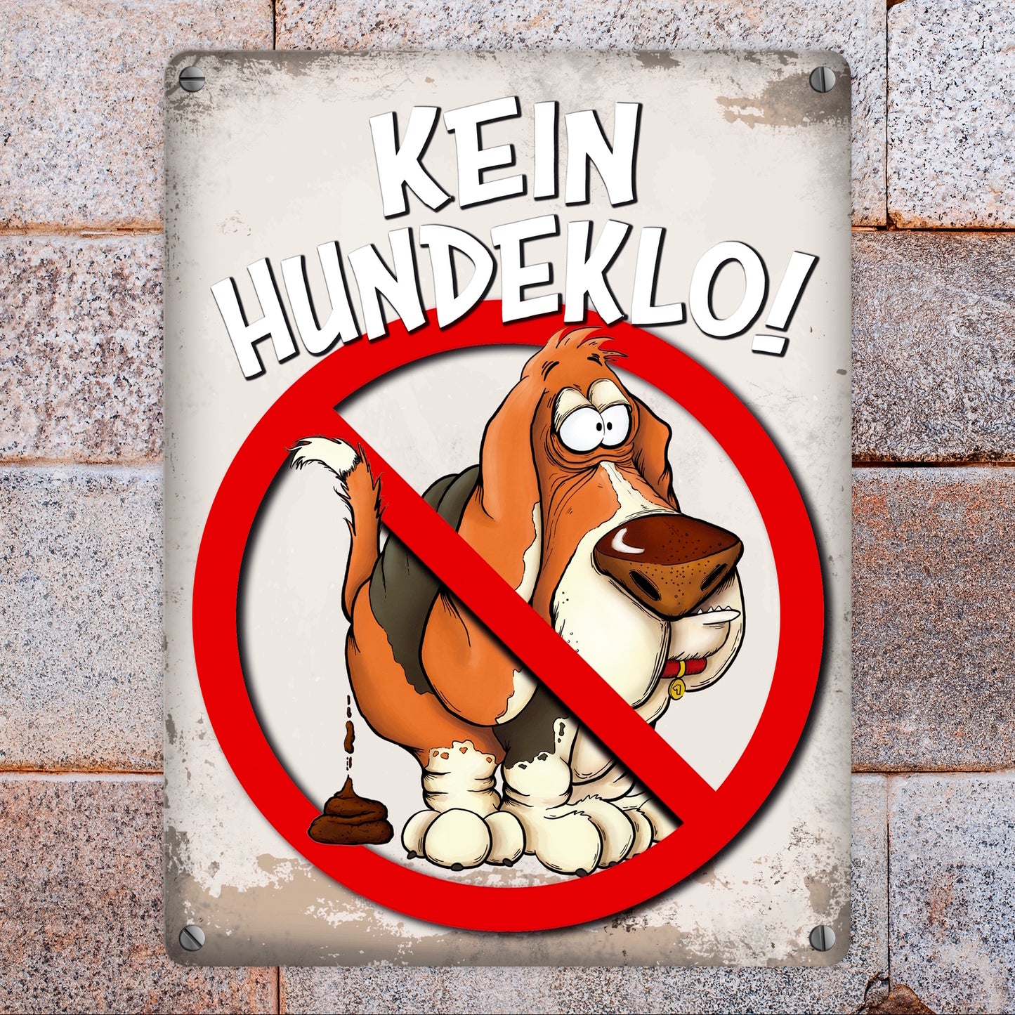 Metallschild mit Spruch: Kein Hundeklo!