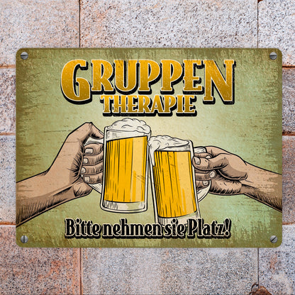 Gruppentherapie Bier Metallschild Retrolook