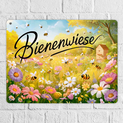 Bienenwiese Metallschild XL in 21x28 cm