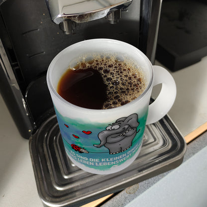 Es sind die kleine Dinge die das Leben lebenswert machen Glas Tasse mit Elefant und Marienkäfer Motiv