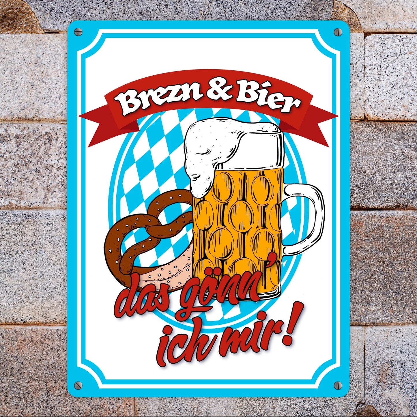 Brezn & Bier, das gönn' ich mir Metallschild XL in 21x28 cm