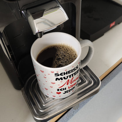 Scheiß auf Muttertag Glitzer-Kaffeebecher mit Herzchen-Muster für die beste Mama