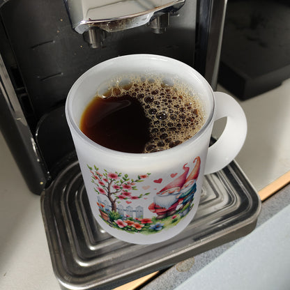 Verliebte Gartenzwerge mit Baum Glas Tasse