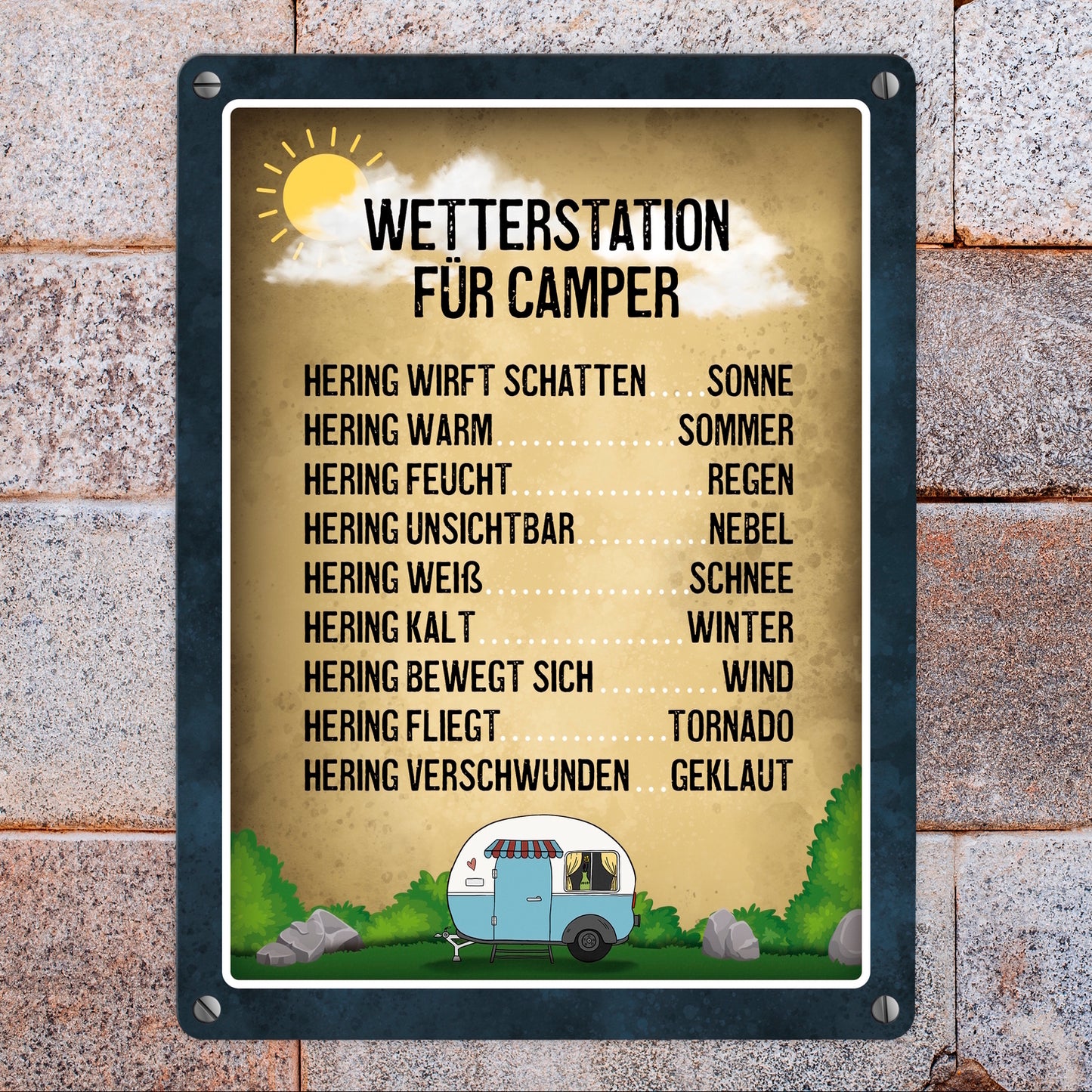 Wetterstation für Camper Metallschild