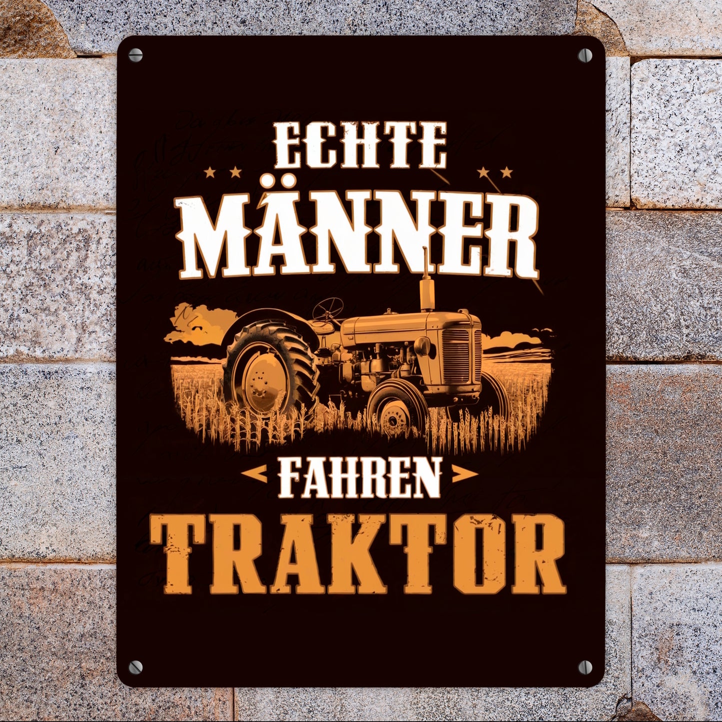 Echte Männer fahren Traktor Metallschild XL in 21x28 cm