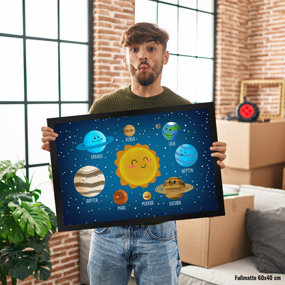 Sonnensystem Fußmatte XL in 40x60 cm mit niedlichen Planeten