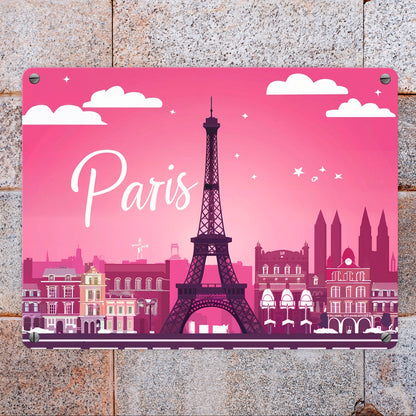 Paris Skyline Metallschild in 15x20 cm