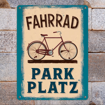 Vintage Fahrrad Parkplatz Metallschild XL in 21x28 cm