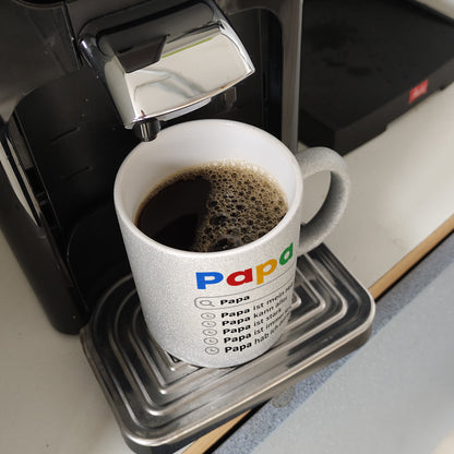 Papa ist mein Held Suchmaschine Glitzer-Kaffeebecher