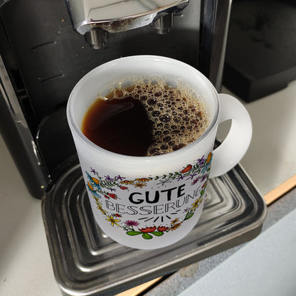 Gute Besserung Glas Tasse mit Blumen Motiv