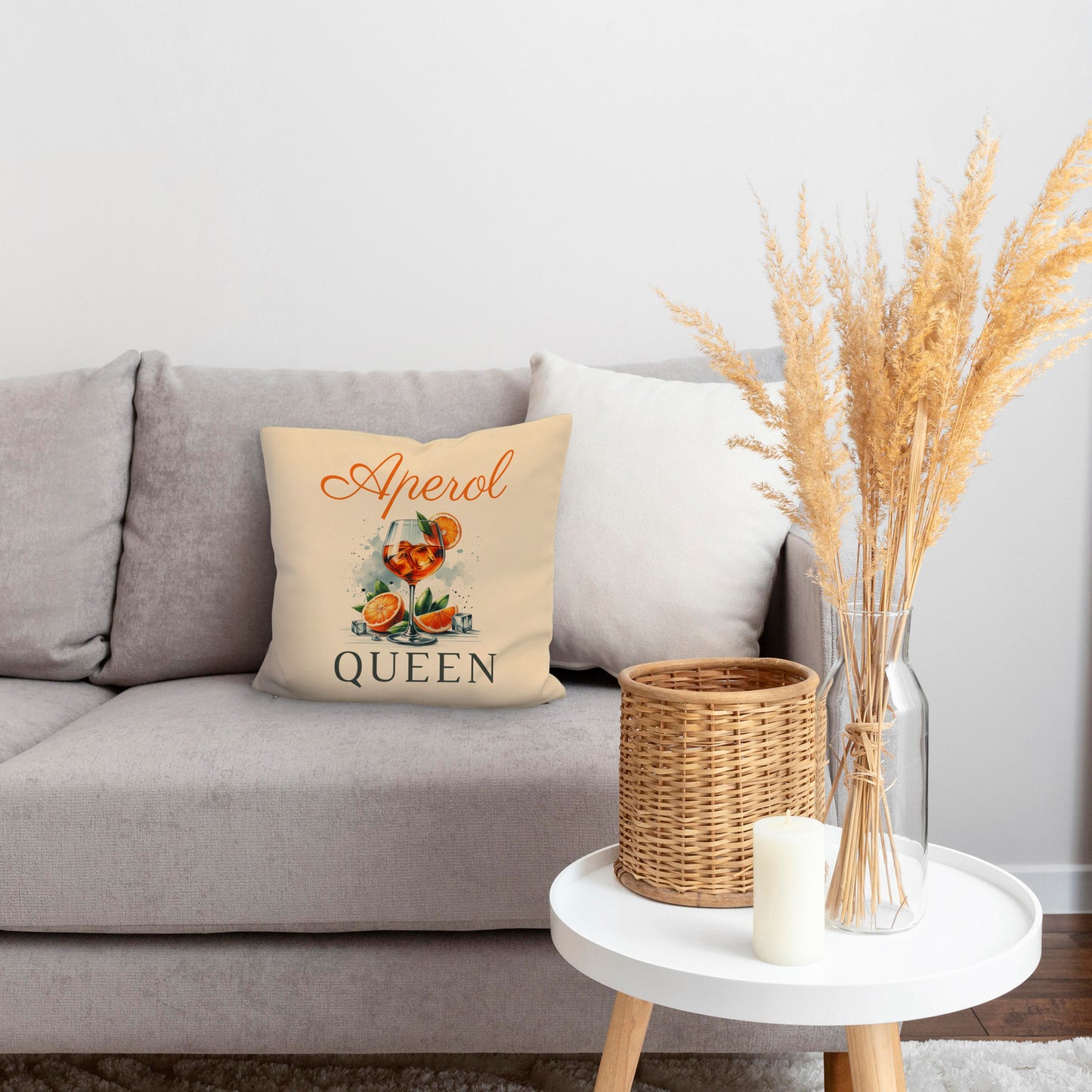 Aperol Queen Kissen mit Leinenoptik