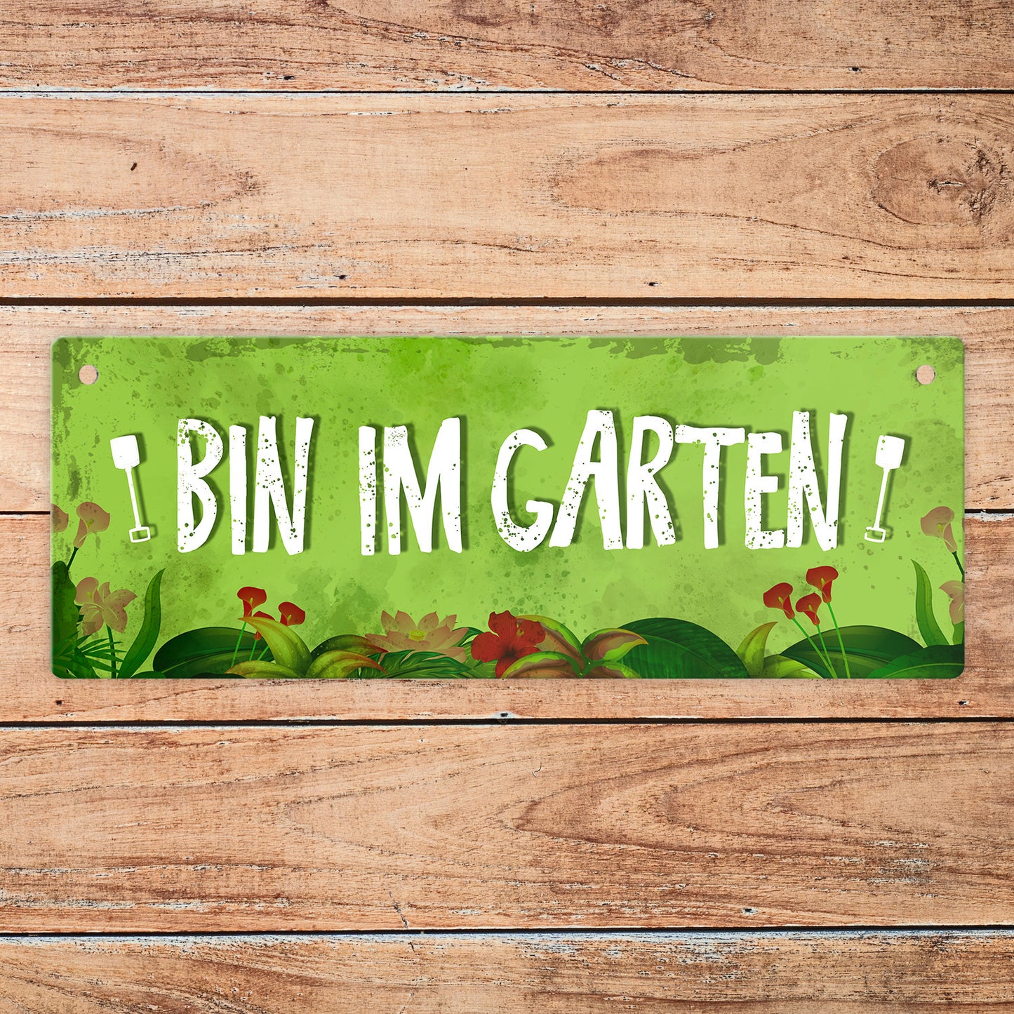 Bin im Garten - Bin Zuhause Wendeschild mit Kordel