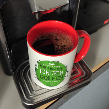 Mir reicht's! Ich geh golfen Kaffeebecher Henkel und Innenseite Rot