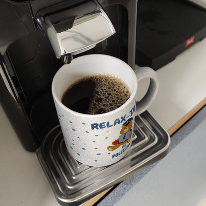 Relax Tasse für Polizisten Glitzer-Kaffeebecher mit hübschem Bär-Motiv