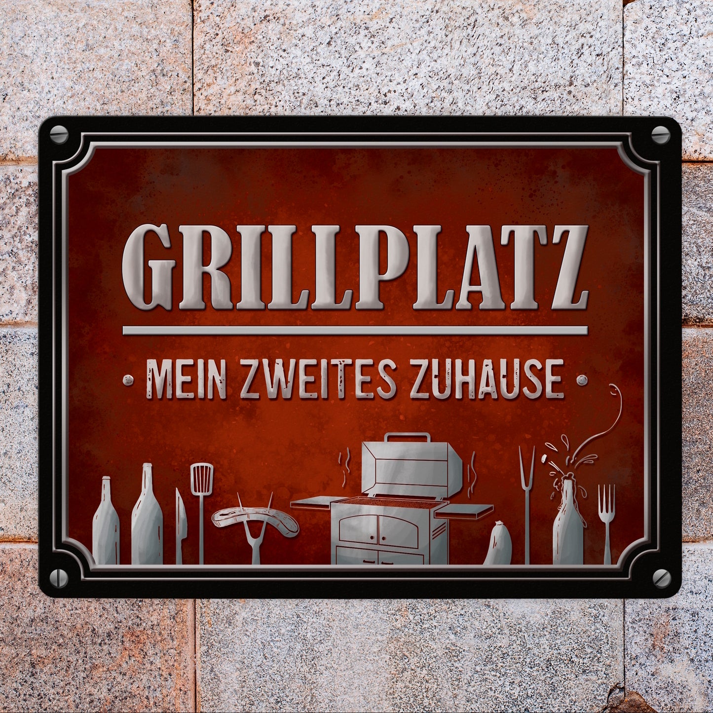 Grillplatz - mein zweites Zuhause Metallschild