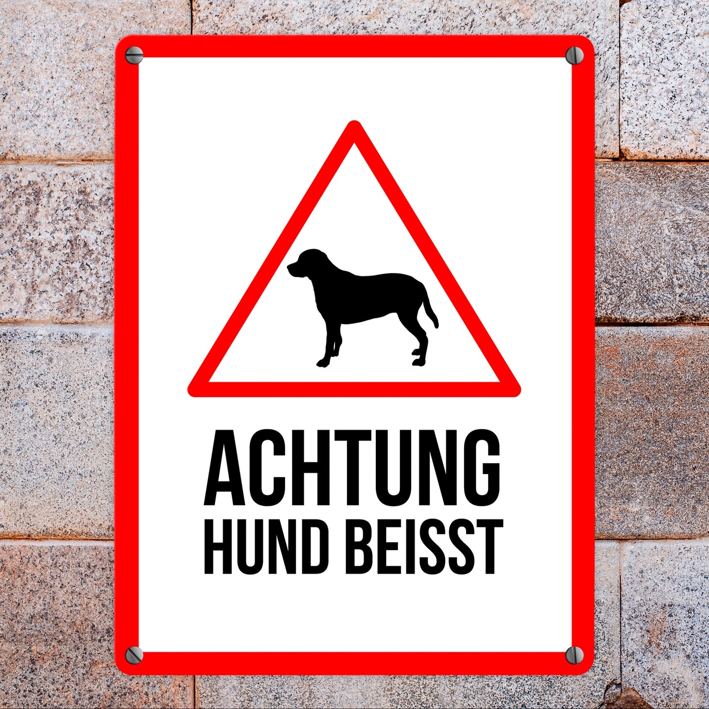 Achtung Hund beisst Metallschild mit Hunde Symbol