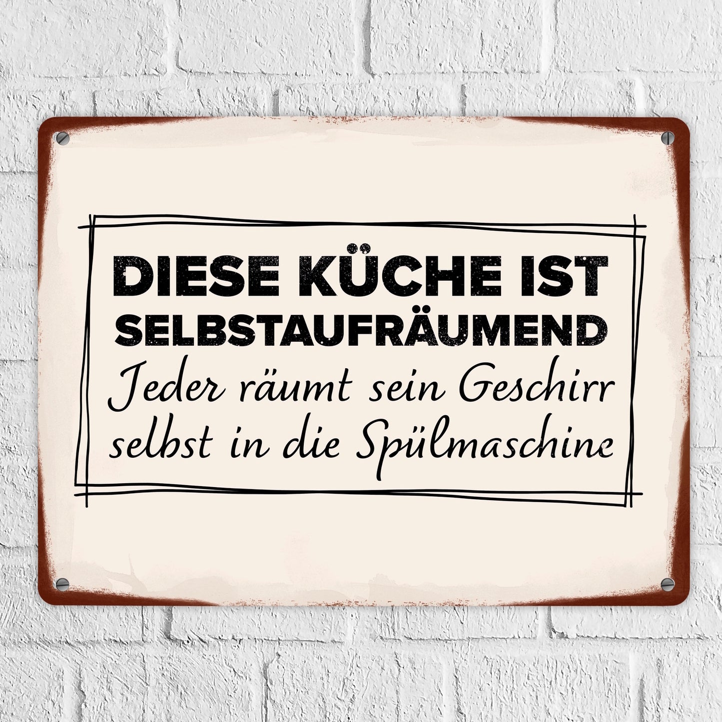 Diese Küche ist selbstaufräumend Metallschild XL in 21x28 cm für den Haushalt