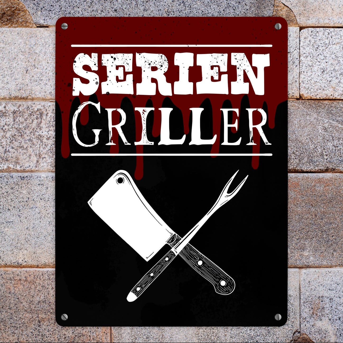 Seriengriller Metallschild XL in 21x28 cm für den Grill als Gartendeko