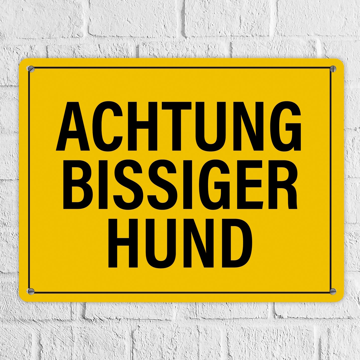 Metallschild XL mit Spruch: Achtung bissiger Hund