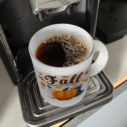 Fall Jahreszeit Herbst Glas Tasse mit Kürbis und Laub