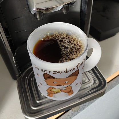 Fuchs Glas Tasse mit Spruch Du bist zauberhaft