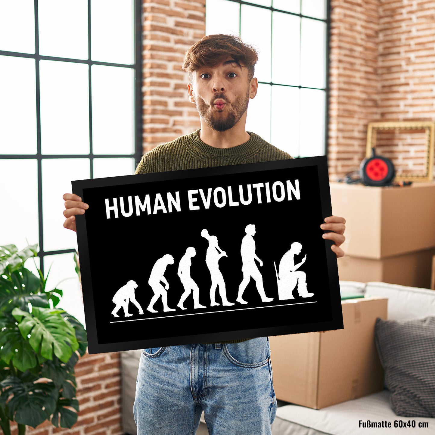 Human Evolution Fußmatte XL in 40x60 cm mit witzigem Motiv