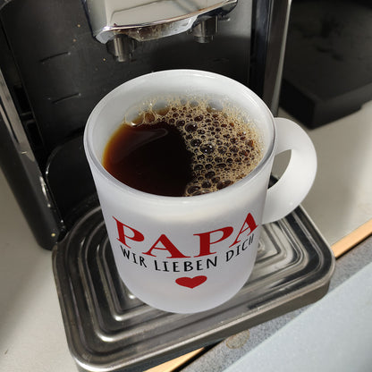 Papa wir lieben dich Glas Tasse in rot mit Herz