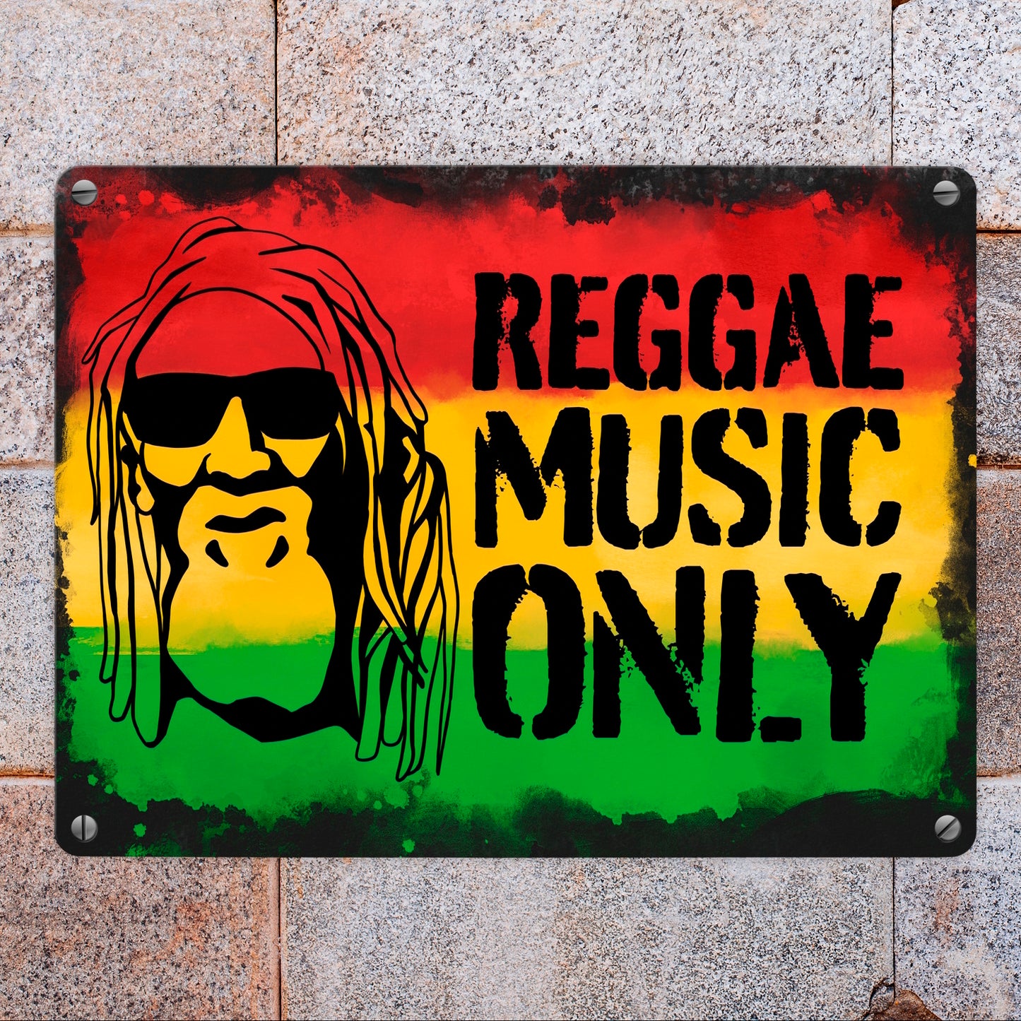 Reggae Music Only Metallschild in 15x20 cm mit Rastafarigesicht