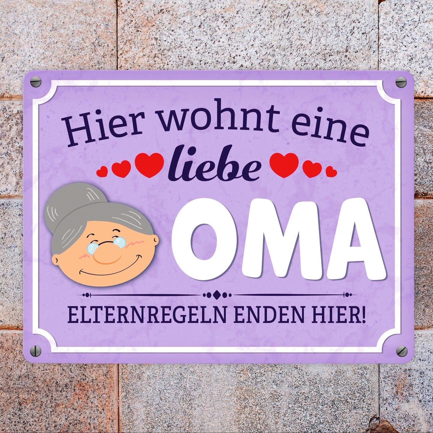 Hier wohnt eine liebe Oma Metallschild in 15x20 cm