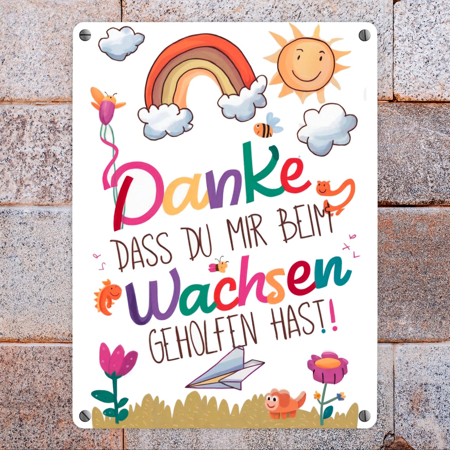 Danke, dass du mir beim Wachsen geholfen hast Metallschild in 15x20 cm