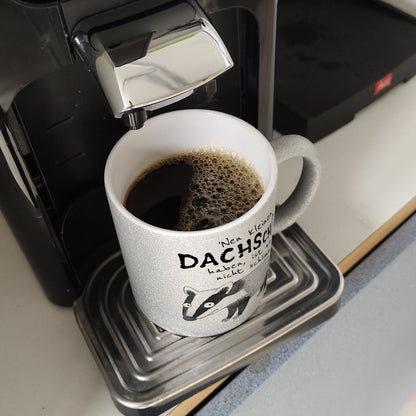 Dachs Glitzer-Kaffeebecher mit Spruch Kleiner Dachschaden nicht schlimm