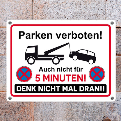 Parken verboten Metallschild in 15x20 cm mit lustigem Spruch