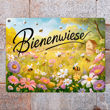 Bienenwiese Metallschild in 15x20 cm