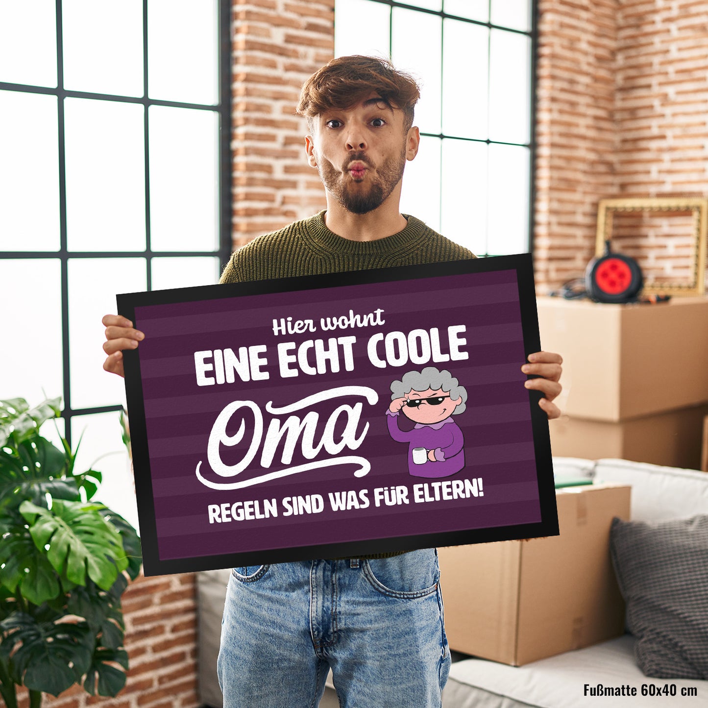 Coole Oma Fußmatte XL in 40x60 cm mit Spruch Regeln sind was für Eltern