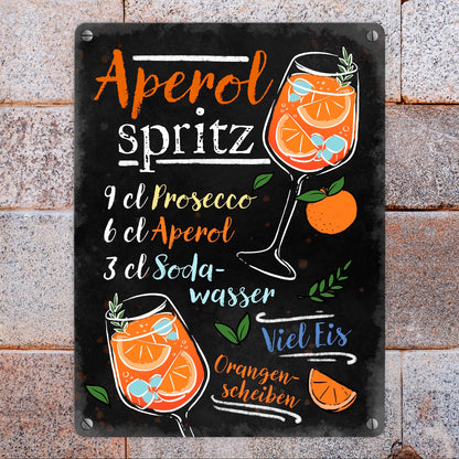 Cocktail-Rezept Aperol Spritz Metallschild in 15x20 cm