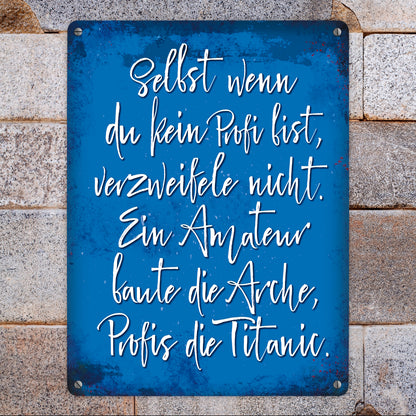 Metallschild XL mit Spruch: Selbst wenn du ein Profi ...