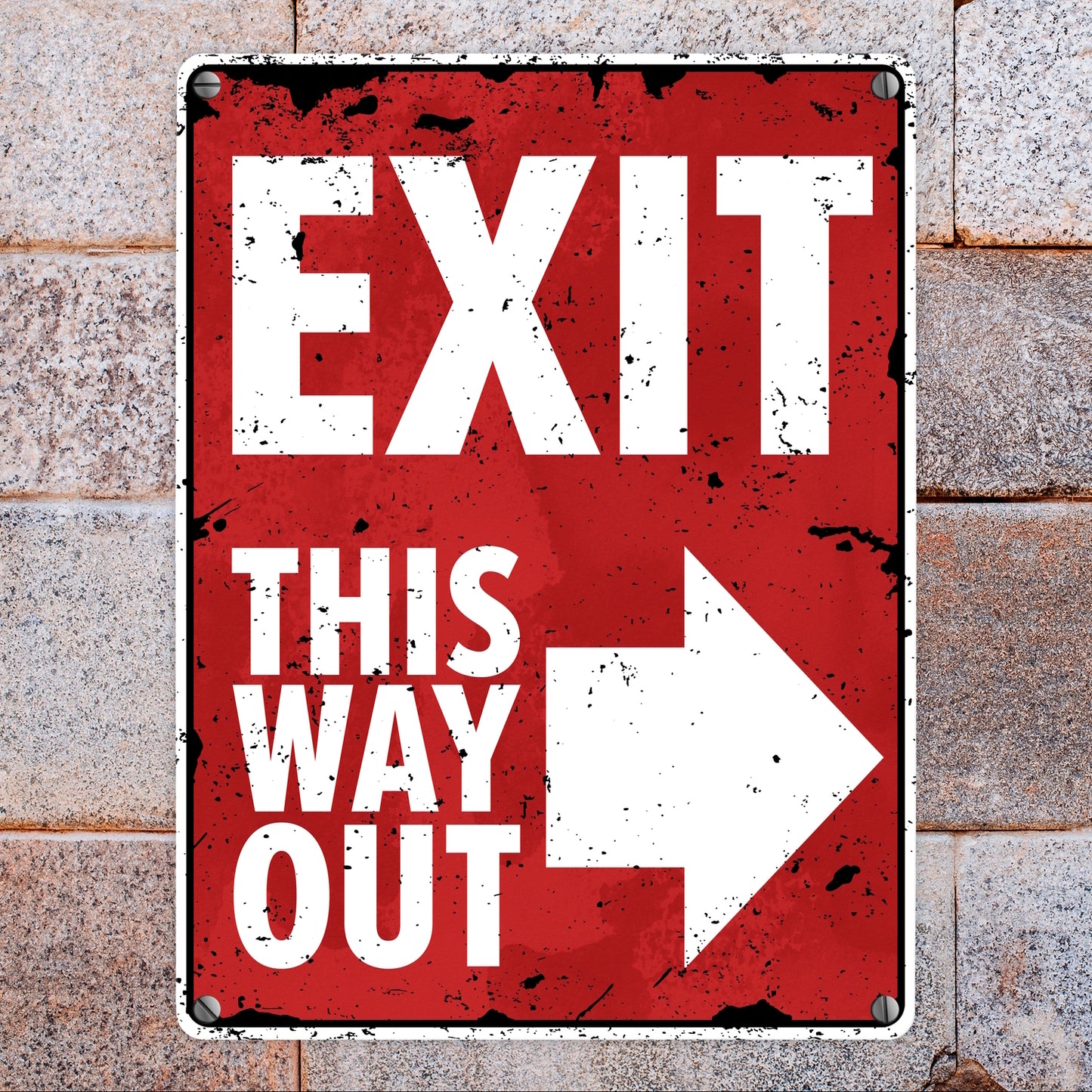 Exit this way out Metallschild in 15x20 cm mit Pfeil nach rechts