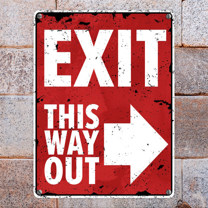 Exit this way out Metallschild in 15x20 cm mit Pfeil nach rechts