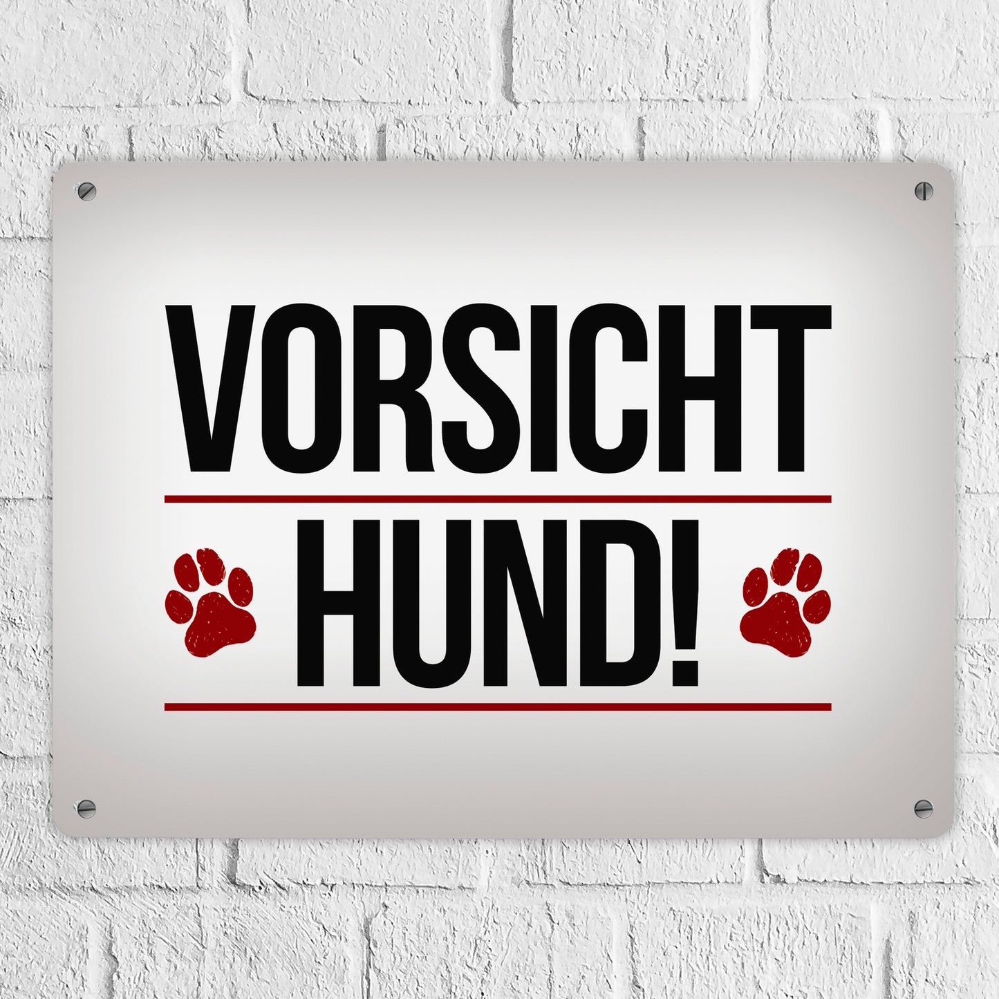 Metallschild XL mit Spruch: Vorsicht Hund!