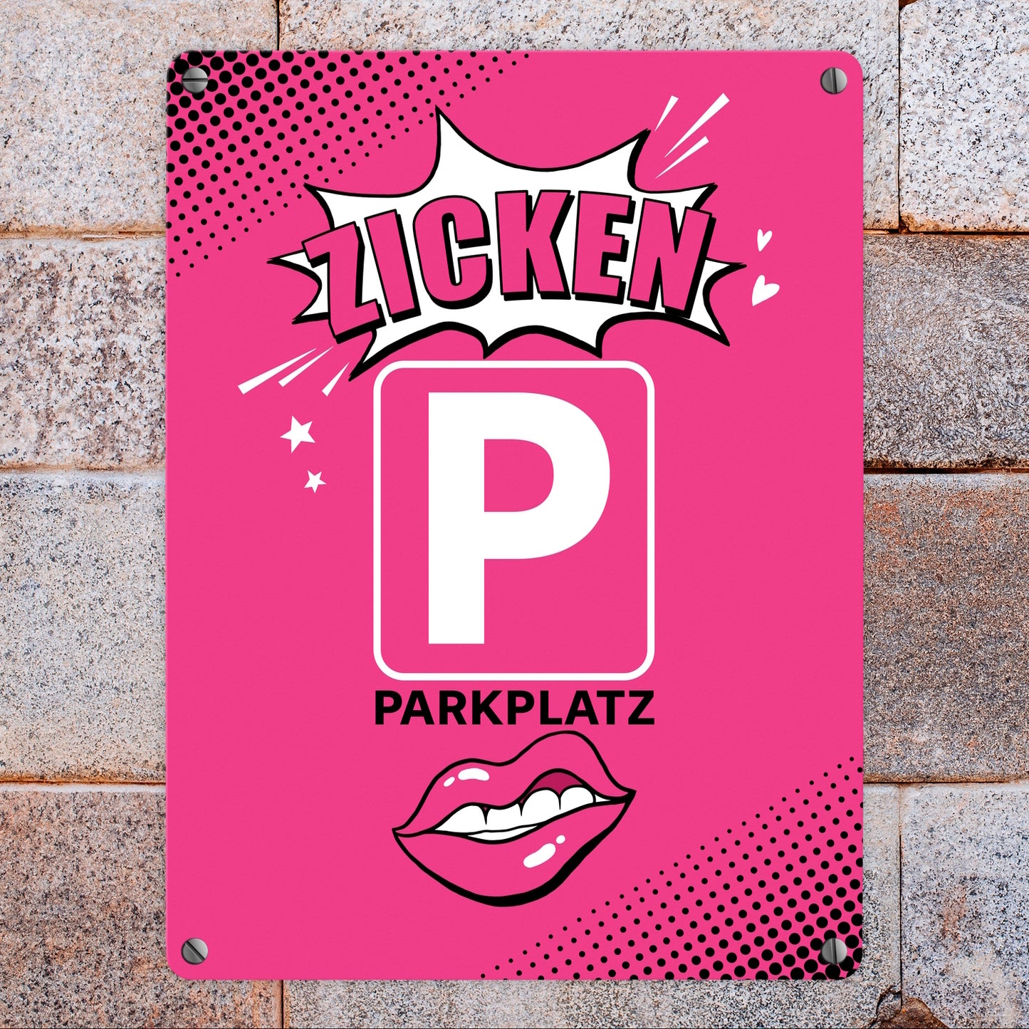 Zicke Metallschild in 15x20 cm mit Spruch Zicken Parkplatz