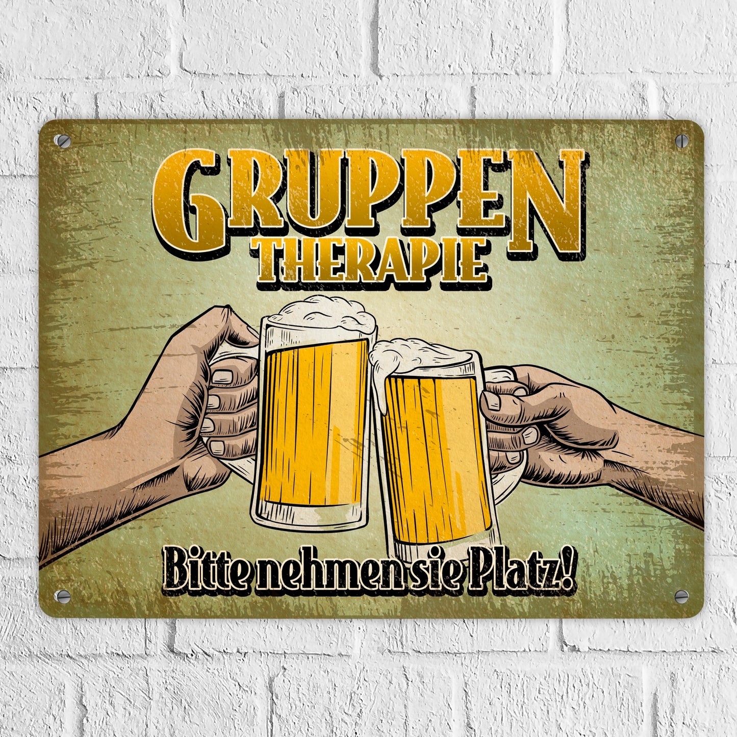 Gruppentherapie Bier Metallschild XL im trendigen Retrolook