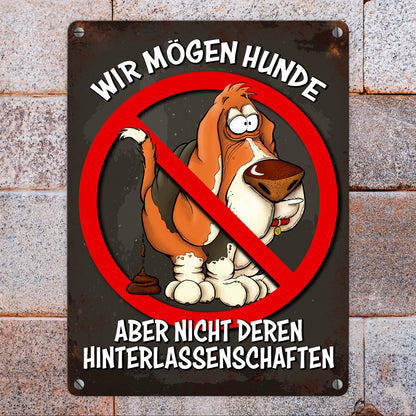 Metallschild mit Spruch: Wir mögen Hunde, aber nicht deren ...