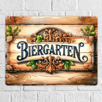 Biergarten Metallschild XL in 21x28 cm