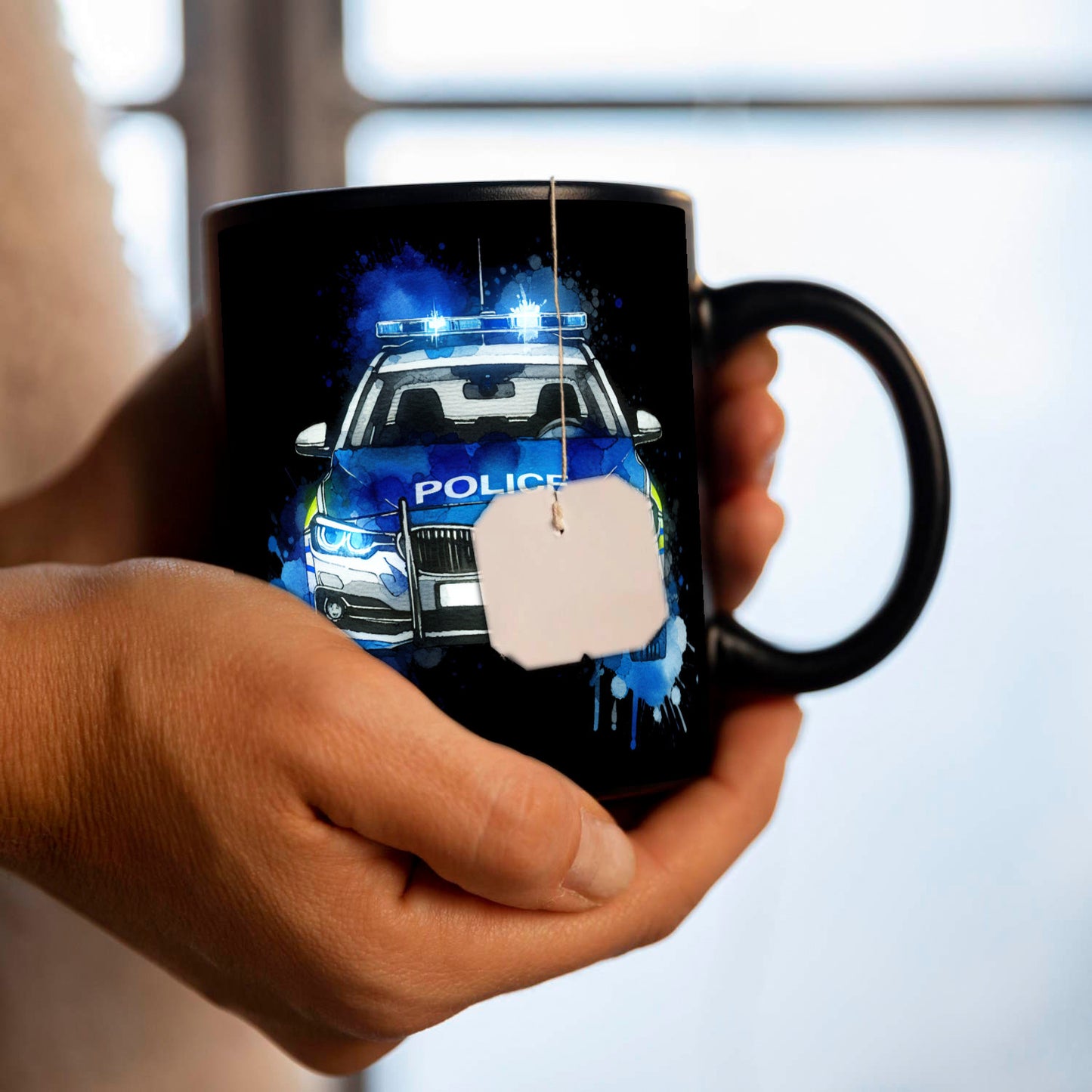 Polizeiauto Tasse in Schwarz