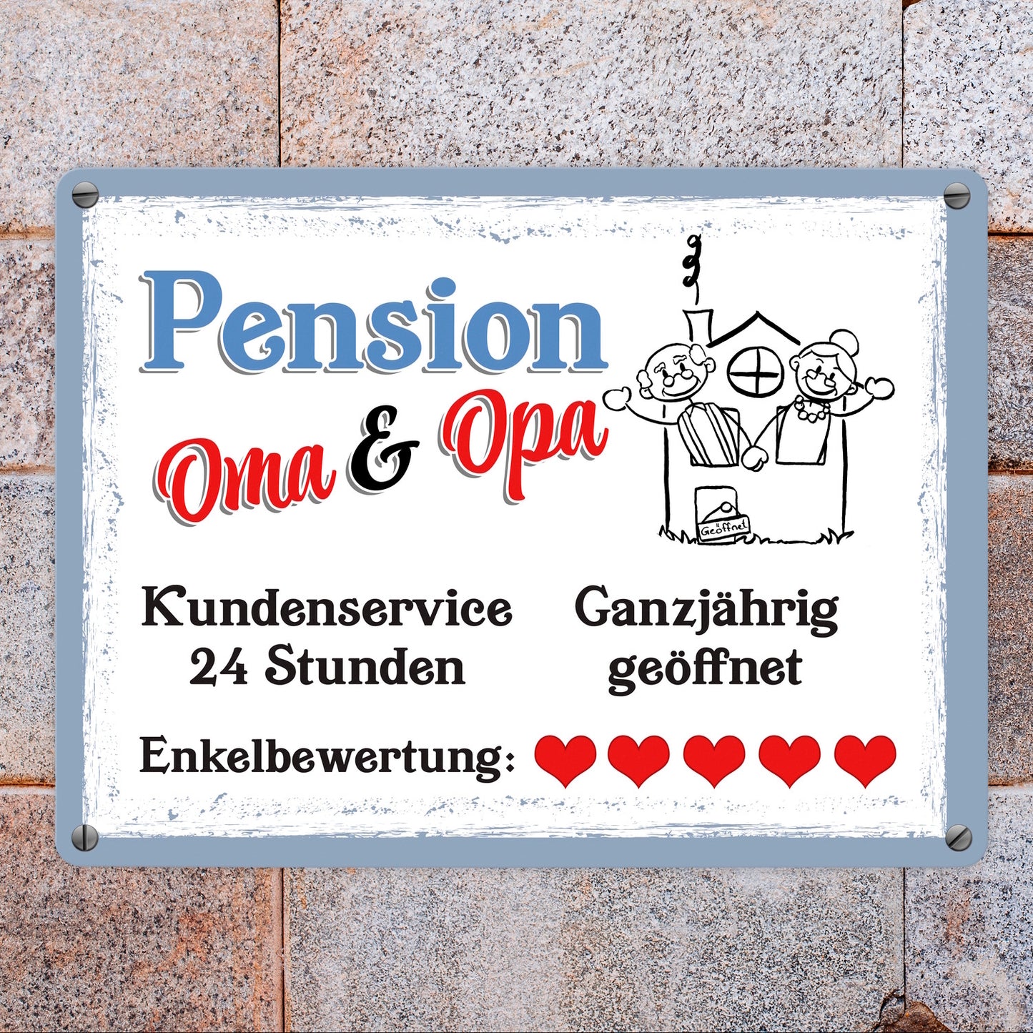 Pension Oma und Opa Metallschild in 15x20 cm