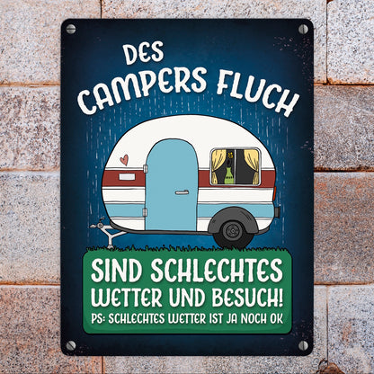 Des Campers Fluch Metallschild mit Wohnwagen Motiv