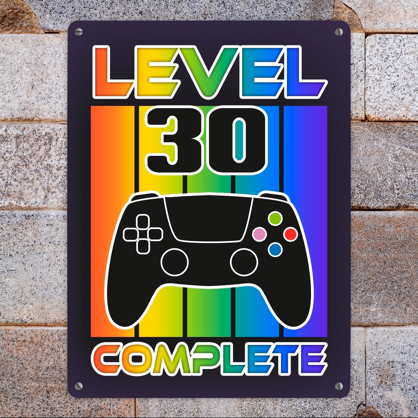 30. Geburtstag Gamer Metallschild XL in 21x28 cm mit Spruch Level 30 complete