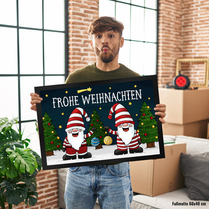 Frohe Weihnachten Fußmatte XL mit Wichtel Motiv