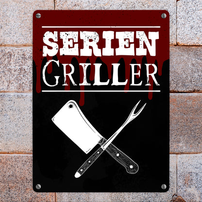 Seriengriller Metallschild in 15x20 cm für den Grill als Gartendeko